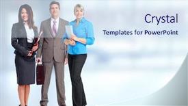  Presentation with team - Presentation theme with insurance educational conferences - business team background and a  colored foreground