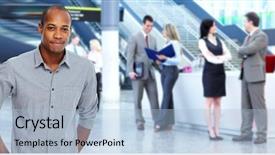  Presentation with insurance - Presentation design enhanced with insurance educational conferences - group of young business people background and a light blue colored foreground