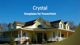  Presentation with neighborhood - Audience pleasing PPT theme consisting of insurance farms - country-style home in a neighborhood backdrop and a  colored foreground