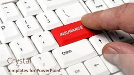  Presentation with key account management - PPT layouts enhanced with insurance key pressed by male hand background and a sky blue colored foreground