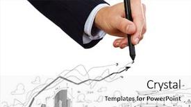  Presentation with buildings - PPT theme with growing housing market - close up of businessman hand background and a white colored foreground