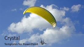  Presentation with parachute - Colorful presentation enhanced with insurance parachute - paraglider on the blue sky backdrop and a light blue colored foreground