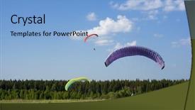  Presentation with parachute - Beautiful presentation featuring insurance parachute - tree paragliders with colour wings backdrop and a light blue colored foreground