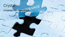  Presentation with golden puzzle piece - PPT theme consisting of insurance piece of puzzle stand background and a light blue colored foreground