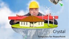  Presentation with saving - Beautiful presentation design featuring factory energy saving - engineer controlling quality of your backdrop and a light blue colored foreground