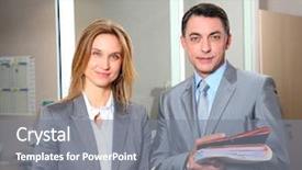  Presentation with office mix of people - Presentation design enhanced with insurance salesman - business people meeting background and a  colored foreground