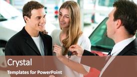  Presentation with auto insurance - Theme enhanced with insurance salesman - sales situation in a car background and a coral colored foreground