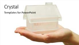 Presentation with house - Theme featuring insurance savings - house in hands background and a white colored foreground