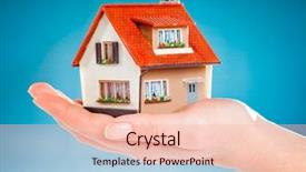  Presentation with human - Audience pleasing theme consisting of insurance savings - house in human hands backdrop and a lemonade colored foreground