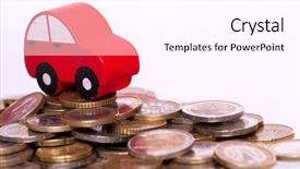  Presentation with golden car - Slides having insurance savings - red car over a lot background and a white colored foreground