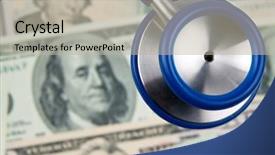  Presentation with health insurance - Slide set having insurance sector - many dollar bills and stethoscope background and a mint green colored foreground