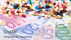  Presentation with pharmaceuticals - PPT layouts with insurance sector - pharmaceuticals on euro notes background and a  colored foreground