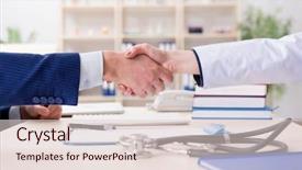  Presentation with cargo insurance man and passenger - Slide set consisting of health care contracts - man signing medical insurance contract background and a lemonade colored foreground