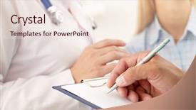  Presentation with doctor - Presentation theme consisting of intake - close-up of doctor hand making background and a lemonade colored foreground