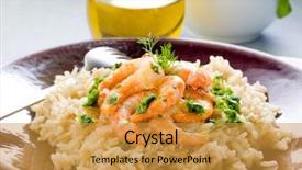  Presentation with brown rice - Audience pleasing slide deck consisting of integral - brown rice with shrimp backdrop and a gold colored foreground