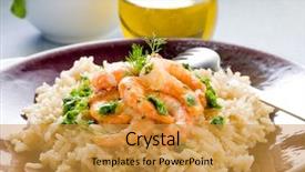  Presentation with brown rice - Presentation theme consisting of integral - brown rice with shrimp background and a gold colored foreground