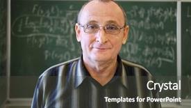  Presentation with teacher - Audience pleasing theme consisting of integral - old smiling teacher stands near backdrop and a dark gray colored foreground