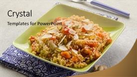  Presentation with pistachio texture nuts green fresh - Amazing PPT theme having integral - risotto with fresh tomatoes backdrop and a  colored foreground