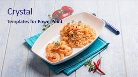  Presentation with shrimp - Presentation theme with integral - spicy risotto with shrimp background and a sky blue colored foreground