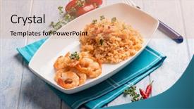  Presentation with shrimp - Beautiful PPT layouts featuring integral - spicy risotto with shrimp backdrop and a coral colored foreground
