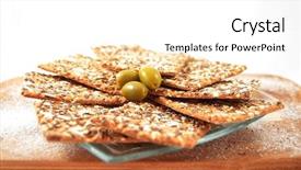  Presentation with olive green - Amazing PPT theme having integral biscuits plates with sesame backdrop and a  colored foreground