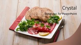  Presentation with flat - PPT theme enhanced with integral flat bread with bresola background and a  colored foreground