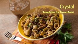  Presentation with dried tomato - Theme having integral orecchiette with dried tomatoes background and a  colored foreground