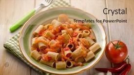  Presentation with gluten free food various pasta - Presentation theme having integral pasta with fresh tomatoes background and a  colored foreground