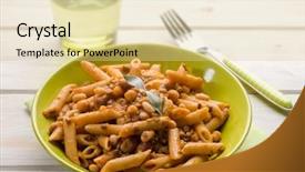  Presentation with pasta - Slide deck with integral pasta with mixed legumes background and a blonde colored foreground