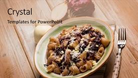  Presentation with pasta - Slide deck featuring integral pasta with red chicory background and a  colored foreground