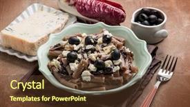  Presentation with pasta - Audience pleasing PPT layouts consisting of integral pasta with red chicory backdrop and a tawny brown colored foreground