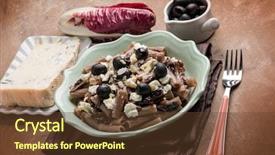  Presentation with pasta - Colorful PPT theme enhanced with integral pasta with red chicory backdrop and a tawny brown colored foreground