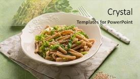  Presentation with sesame seed - Presentation design with integral pasta with savoy cabbage background and a soft green colored foreground