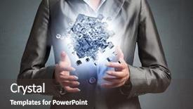  Presentation with technology - Beautiful PPT theme featuring integrate technolovy - modern technology integration concept backdrop and a tawny brown colored foreground