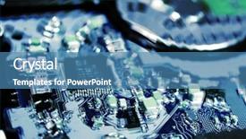  Presentation with light blue - Colorful presentation enhanced with integrated circuit - closeup of the interiors backdrop and a teal colored foreground