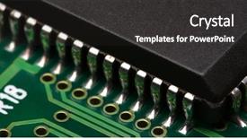  Presentation with circuit - Cool new presentation design with capacitor view - integrated circuit close-up low dof backdrop and a dark gray colored foreground