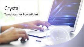  Presentation with office management - Colorful slide deck enhanced with integrated management system - modern technology concept man working backdrop and a white colored foreground