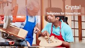  Presentation with craftsman - Audience pleasing slide deck consisting of new joinees - craftsman gives luthier lesson backdrop and a  colored foreground