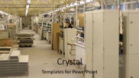  Presentation with small hydro power plant - PPT theme featuring enterprise integration - enclosure assembling plant background and a coral colored foreground