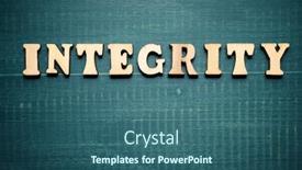  Presentation with integrity - Audience pleasing PPT theme consisting of integrity-word-on-a-wood backdrop and a ocean colored foreground