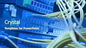  Presentation with isp network cables closeup - Beautiful presentation theme featuring intel - network cables in rack backdrop and a cobalt blue colored foreground
