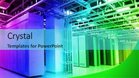  Presentation with servers - PPT theme enhanced with intel - shot of network cables background and a cyan colored foreground