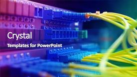  Presentation with servers - Colorful slide set enhanced with intel - shot of network cables backdrop and a royal blue colored foreground