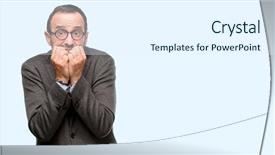  Presentation with panic - Audience pleasing slide deck consisting of inteletual - teacher man using glasses terrified backdrop and a sky blue colored foreground