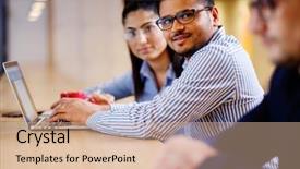  Presentation with coworking - PPT theme consisting of inteletual - young independent speacialists in coworking background and a lemonade colored foreground