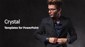  Presentation with elegant - Presentation theme consisting of inteligence - portrait of elegant man fixing background and a  colored foreground