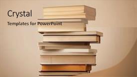  Presentation with stack books - Colorful presentation enhanced with inteligence - stack of old books backdrop and a  colored foreground