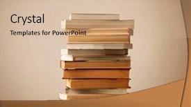  Presentation with stack books - Colorful PPT theme enhanced with inteligence - stack of old books backdrop and a  colored foreground
