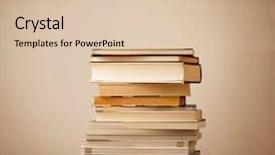  Presentation with stack of old books - Presentation theme featuring inteligence - stack of old books background and a lemonade colored foreground