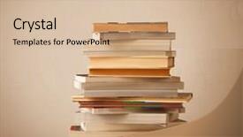  Presentation with stack of old books - Presentation featuring inteligence - stack of old books background and a  colored foreground